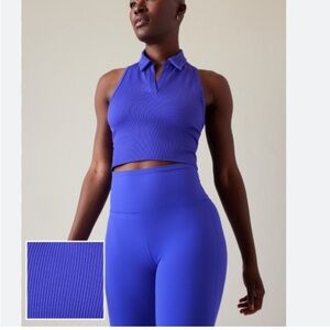 🔥 10 for $100 🔥 NWT Athleta Aurora seamless crop polo tank size XS blue tennis